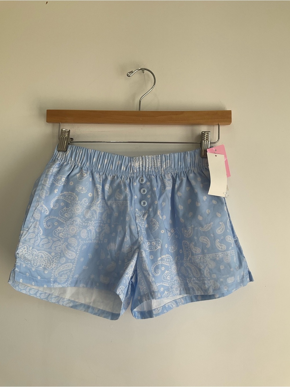 Zoe + Liv Light Blue Paisley Athletic Lounge Shorts